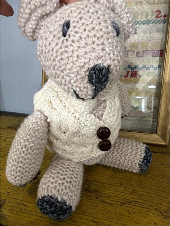 Other - Crochet Teddy Bear Plush Baby Decor Stuffed Animal Dapper Ralph Lauren Style 12”